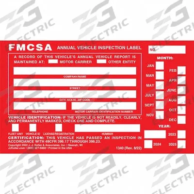 JJ KELLER Vehicle Inspection Decal: Carbonless, Annual Vehicle Inspection Label, 1-Ply - All-Type Vehicle Inspection Labels