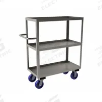 APPROVED VENDOR Utility Cart: 1,200 lb, 36 in L x 18 in W Shelf, 3 Shelves, Silver, Flat (MPN SRSC1618363ALU6PU). Key specifications — Caster/Wheel Configuration: (2) Swivel with Brake; Brand: APPROVED VENDOR; Caster Wheel/Tread Material: Polyurethane.