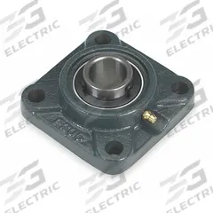 DAYTON 4 Bolt Flange Bearing: Radial Ball, 7/8 in Bore, Cast Iron, Set Screws, 3 3/4 in Lg, Square (MPN 3FCX3). Key specifications — Bore Type: Cylindrical; Brand: DAYTON; Lubricant Material: Chevron SRI 2; Mounting Bolt Size: 3/8 in; Split Housing: Not Split; System of Measurement: Inch.