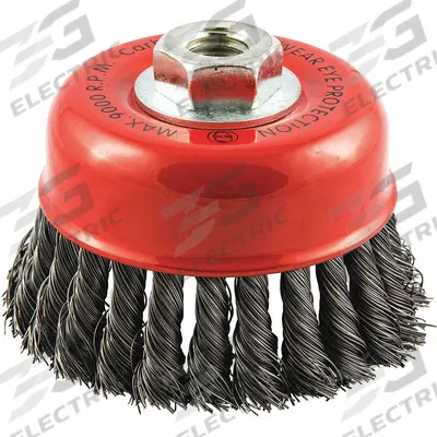 APPROVED VENDOR Cup Brush: Twisted Steel, 4 in Dia, 0.014 in Fill Dia - Heavy-Cleaning Brushes for Contoured Carbon Steel Surfaces