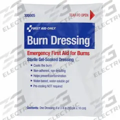 FIRST AID ONLY First Aid Kit: 4 in Dressing Lg, 4 in Dressing Wd, Sterile, Fastener Not Included (MPN 91352). Key specifications — Water Resistance: Not Water Resistant; Unitized: Unitized; Manufacturer Part Number: 91352; Package Type: Bag; Product Type: Burn Dressing; Sterility: Sterile; Brand: FIRST AID ONLY; Fastener Included: Fastener Not Included.