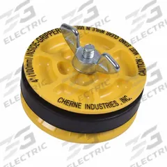 CHERNE Inside End of Pipe Gripper Plug: Wing Nut, Inside Pipe, For 4 in Pipe, Natural Rubber Plug (MPN 270296). Key specifications — Handle Material: Zinc; Plate Material: ABS; Included Water Fill Port/Hose: Not Included.