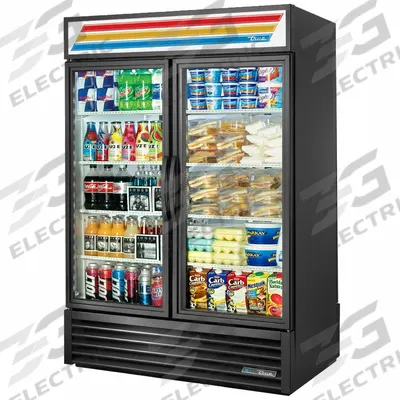 TRUE REFRIGERATION Refrigerated Merchandiser: 78 1/2 in x 54 1/8 in x 32 1/8 in, Black - Glass Door Refrigerator Merchandisers