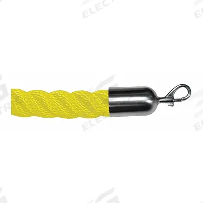 LAWRENCE METAL Barrier Rope: Yellow, 12 ft Overall Lg, Nylon - Barrier Ropes