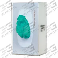 BOWMAN DISPENSERS Glove Dispenser: Polycarbonate, 5 7/8 in Overall Wd, 5 7/8 in Overall Ht, (1) Box (MPN GL100-1214). Key specifications — Dispenser Layout: (1) Box; Fill Direction: Top Load; Material: Polycarbonate; Brand: BOWMAN DISPENSERS; Color: Clear.