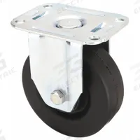 APPROVED VENDOR Plate Caster: Rigid, Rubber, 5 in Wheel Dia, 1 1/4 in Wheel Wd, 5 3/4 in Mounting Ht (MPN 3A747). Key specifications — Wheel/Tread Color: Black; Brand: APPROVED VENDOR; Roll Up: Rigid.