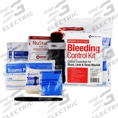 FIRST AID ONLY Bleeding Control Kit: Plastic Bag, 1 People Served, 10 Components, 0 Pockets (MPN 91137). Key specifications — Brand: FIRST AID ONLY; Wound Dressings Included: Gauze Pad; Housing Material: Plastic.