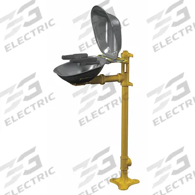 BRADLEY Plumbed Eyewash: Std, Floor Mnt, Eyes and Face Coverage, Covered - Floor-Mount Eyewash Stations