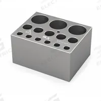 IKA Dry Block: Anodized Aluminum, 3 3/4 in Overall Wd, 3 in Overall Lg, 14 Wells, 48 3/8 mm Well Dp (MPN 4468300). Key specifications — Product Type: Dry Block Heater; Includes Thermometer Well: Yes; Material: Anodized Aluminum; Brand: IKA.