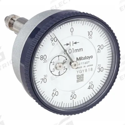 MITUTOYO Back Plunger Dial Indicator: 0 mm to 5 mm, Metric, Back Plunger - Continuous Reading Flat Back Dial Indicators