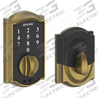 SCHLAGE RESIDENTIAL Electronic Keyless Lock: 1 3/4 in Door Thick - Max, Push Button - Electronic Keyless Access Deadbolts
