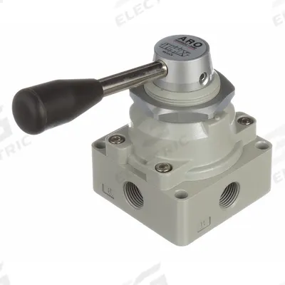 ARO Manual Air Control Valve: MaxAir, Four-Way / Three-Position, Lever, Black - ARO MaxAir Series Manual Air Control Valves