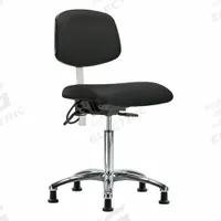 ESD/Cleanroom Task Chair: Vinyl, Armless, Ht Range 21 1/2 in to 29 in, 19 in Seat Wd, 18 in Seat Dp (MPN BR-NECR-MBCH-CR-T0-A0-NF-EG-ESDBLK). Key specifications — Foot Support: No; Back Tilt Backward: 13.5°; Back Tilt Forward: 10.5°; Base Material: Aluminum; Brand: APPROVED VENDOR; Product Type: Cleanroom Task Chair; Cleanroom Class: ISO 5; ESD-Safe: ESD-Safe.