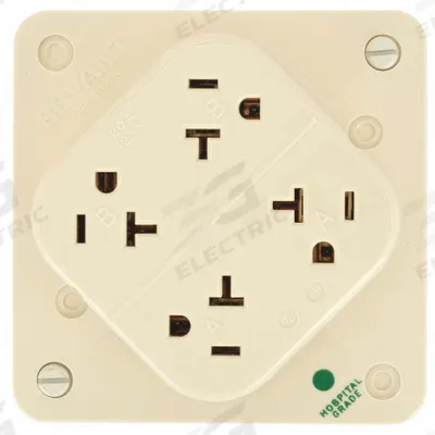 BRYANT Receptacle: Hospital Grade, Quad, 5-20R, Orange, 125V AC, 20 A - General Purpose Receptacles