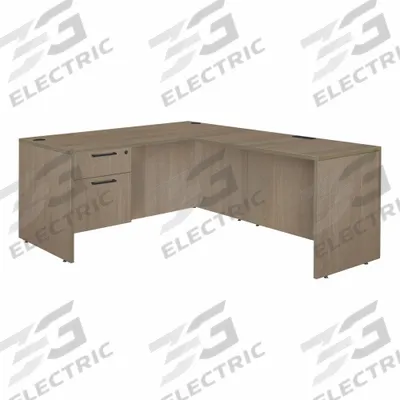 REGENCY Desk: Particle Board, Oak, 1 Pedestals, 2 Drawers, 60 in Overall Wd - Pedestal Desks