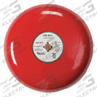 EDWARDS SIGNALING Fire Bell: 120V AC, Bell Sound, Red, Bell, 3 3/8 in Overall Dp, 8 in Overall Wd (MPN 438D-8N5-R). Key specifications — Brand: EDWARDS SIGNALING; Manufacturer Part Number: 438D-8N5-R; Operating Voltage: 120V AC; Color: Red.
