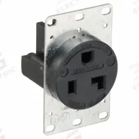 HUBBELL Receptacle: Single, 5-30, Black, 125V AC, 30 A, 2 Pole / 3 Wire (MPN HBL9308)