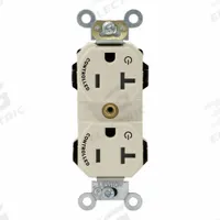 LEVITON Plugs and Receptacles: Duplex, 5-20, Light Almond, 125V AC, 20 A, 2 Pole / 3 Wire (MPN M5362-2ST)