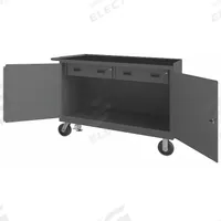 DURHAM MFG Mobile Cabinet Workbench: 48 in x 24 in, Rubber, 3,600 lb Overall Load Capacity, Gray (MPN 3414-RM-FL-95). Key specifications — Included Components: Handle on Side; Assembly: Fully Assembled; Brand: DURHAM MFG.