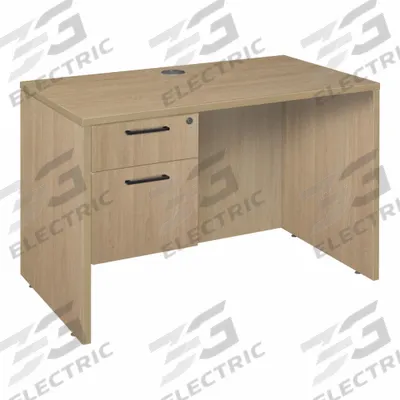 REGENCY Desk: Particle Board, Oak, 1 Pedestals, 2 Drawers, 42 in Overall Wd - Pedestal Desks