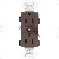 BRYANT Receptacle: Duplex, 5-15, Brown, 125V AC, 15 A, 2 Pole / 3 Wire (MPN CRS15)