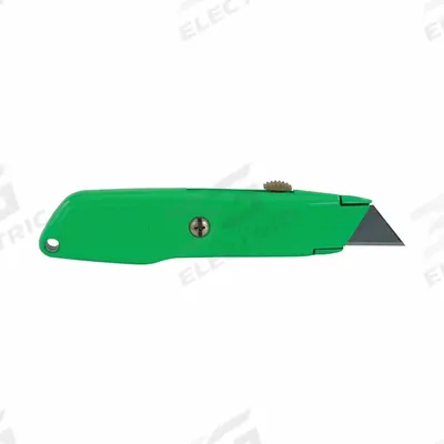 STANLEY Utility Knife: 6 in Overall Lg, Steel Std Tip, Textured, Metal, Green - Retracting Utility Knives