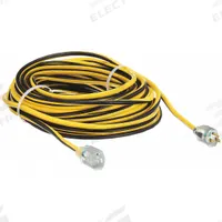 APPROVED VENDOR Extension Cord: Outdoor Use, 100 ft Lg, Outlet, 5-15P, 12/3, SJTW, Black/Yellow (MPN 1FD57). Key specifications — Brand: APPROVED VENDOR; Temperature Rating: -40° to 167°F; NEMA Plug Configuration: 5-15P.