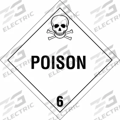 BRADY Container Placard: Poison 6, 10 3/4 in x 10 3/4 in, 10 3/4 in Label Ht - Class 6: Toxic, Poison Inhalation & Infectious Substances