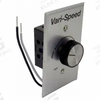 Speed Control: Dial, SPST, 1 Switches or Dials, 115V AC, Aluminum Plate, Silver Plate, 5 A (MPN 56340). Key specifications — Brand: FANTECH; Reversible: Not Reversible; Input Voltage: 115V AC; Compatible with Series: FKD10; Plate Material: Aluminum.