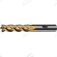 CLEVELAND Square End Mill: High Speed Steel, TiN Coated, 4 Flute, 1-3/8" Mill Dia, 2" LOC (MPN C33235)