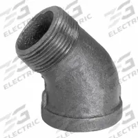Metal Pipe Elbow: 2 in x 2 in, Threaded x Threaded, Class 300, 300 psi, 45° Elbow, Malleable Iron (MPN ZUSA-PF-23227). Key specifications — Brand: USA INDUSTRIALS; Maximum Operating Pressure: 300 psi; Thread Sealant Type: PTFE.