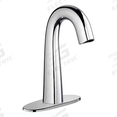 CHICAGO FAUCETS Bathroom Sensor Faucet: EQ High Arc, Cast Brass, Polished Chrome Finish - Single-Post Sensor Bathroom Faucets