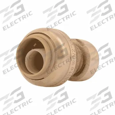 SHARKBITE Push-Fit Coupling Fitting: 1/2 in Pipe x 1/4 in Pipe Size, Brass, Coupling - Standard Brass Push-to-Connect Tube Fittings