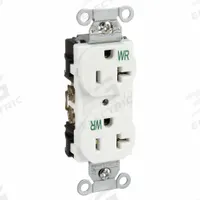 HUBBELL Receptacle: Duplex, 5-20, White, 125V AC, 20 A, 2 Pole / 3 Wire (MPN BR20WHIWR)