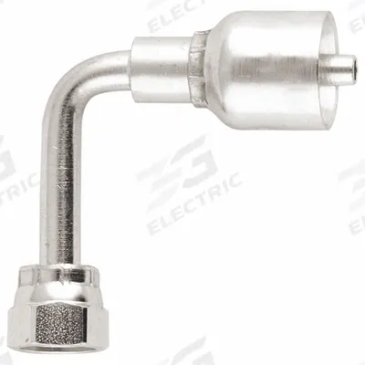 Parker Hydraulic Crimp Fitting: Steel x Steel, 90° Long Elbow, -4 For Hose Dash Size - Parker Crimp Hydraulic Hose Fittings with ORS Connection