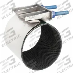 SMITH-BLAIR Repair Clamp: For 4 in Pipe, 7.5 in Overall Lg, 304 Stainless Steel (MPN 26100045007000). Key specifications — Brand: SMITH-BLAIR; Bolt Material: 304 Stainless Steel; Maximum Operating Pressure: 150 psi; Maximum Vacuum Pressure: 10 psi; Gasket Material: Nitrile Rubber.