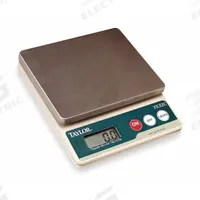 TAYLOR Food Scale: 5 3/8 in Weighing Surface Dp, 5 3/8 in Weighing Surface Wd, 1 3/8 in Overall Ht (MPN TE32FT). Key specifications — Readability: 0.1 oz/1 g; Brand: TAYLOR; IP Rating: Not IP Rated.