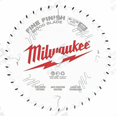 MILWAUKEE Circular Saw Blade: 6 1/2 in Blade Dia., 40 Teeth, 0.06 in Cut Wd - Wood-Cutting Blades