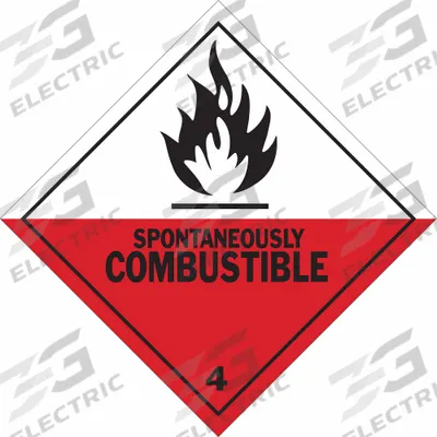 BRADY Container Label: Spontaneously Combustible, 4 in x 4 in, 4 in Label Ht - Class 4: Flammable Solids