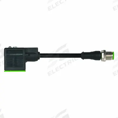 MURRELEKTRONIK Cordset: M12 Male Straight x DIN Form A, 3 m Cable Lg, PVC, Black, 3 Pins - DIN Form A Solenoid Connector x M12 Cordsets