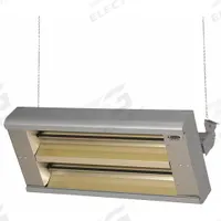 FOSTORIA Electric Infrared Heater: 5000W Watt Output, 240V AC, 1 Phase, Hardwired, 30° Beam Pattern (MPN 342-30-THA-240V). Key specifications — Wattage Output: 5000W; Voltage: 240V AC; Brand: FOSTORIA; Electrical Connection: Hardwired; Element Type: Quartz Lamp; Housing Color: Silver; Housing Material: Aluminum; Overall Dimensions - L x W x D: 33 in x 15 in x 11 in.