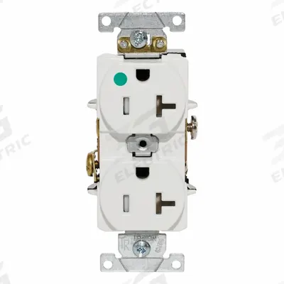 LEVITON Duplex Receptacle Outlet: Hospital Grade, Duplex, 5-20R, White, 125V AC - General Purpose Receptacles