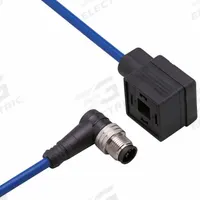 IFM Patch cable: M12 Male Right Angle x DIN Form A, 2 ft Cable Lg, PVC, Blue, 5 Pins, IP67 (MPN E10821). Key specifications — Wire Size: 5.10 mm; Brand: IFM; Cable Jacket Color: Blue; IP Rating: IP67.