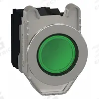 SCHNEIDER Illuminated Push Button: Illuminated, Flush Profile, Metallic, 30 mm, 1NO/1NC (MPN XB4FW33M5). Key specifications — Brand: SCHNEIDER; Action: Momentary; Series: XB4; Push Button Material Type: Metallic.