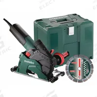 METABO Angle Grinder: 120V AC, 5 in Dia, 12 A, Mechanical, 9,600 RPM Max Speed, 13 3/4 in Overall Lg (MPN T 13-125 CED Set). Key specifications — attr1324918: (1) Guard; attr1256153: METABO; attr1256155: 120V AC.