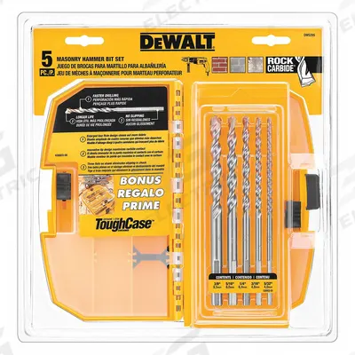 DEWALT 3-Flat Shank Drill Bit Set: 1/4 in_3/8 in_3/16 in_5/16 - 3-Flat Shank Masonry Drill Bits for Rotary Drills