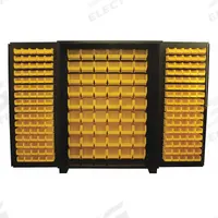 JAMCO Bin Cabinet: 60 in x 24 in 78 in, 0 Shelves, 214 Bins, Yellow, Flush, 14 ga Panel, Black, Bins (MPN DZ260BL). Key specifications — Bin Color: Yellow; Bin HxWxD: (54) 7 in x 8-1/4 in x 11 in; Assembled: Assembled; Cabinet Style: Shelf and Bin; Brand: JAMCO; Cabinet Color: Black; Cabinet Finish: Powder Coated; Cabinet Material: Steel.
