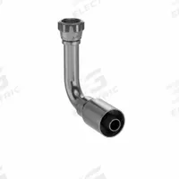 PARKER Hydraulic Crimp Fitting: Steel x Steel, 90° Long Elbow, -12 For Hose Dash Size, JIC x Crimp (MPN 14177-12-12). Key specifications — Fitting Gender: Female x Genderless; Fitting Connection Type: JIC x Crimp; Thread Size: 1-1/16"-12; For Hose Dash Size: -12; Brand: PARKER.