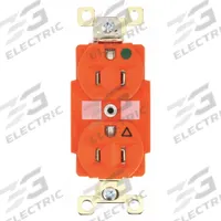 BRYANT Receptacle: Hospital Grade Fed. Spec., Duplex, 5-15R, Orange, 125V AC, 15 A, 2 Pole / 3 Wire (MPN BRY8200IG)