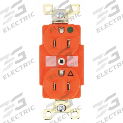 BRYANT Receptacle: Hospital Grade Fed. Spec., Duplex, 5-15R, Orange, 125V AC, 15 A - General Purpose Receptacles